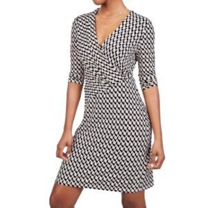 NEW Laundry by Shelli Segal for Le Tote Patterned Faux Wrap Dress Sz. M